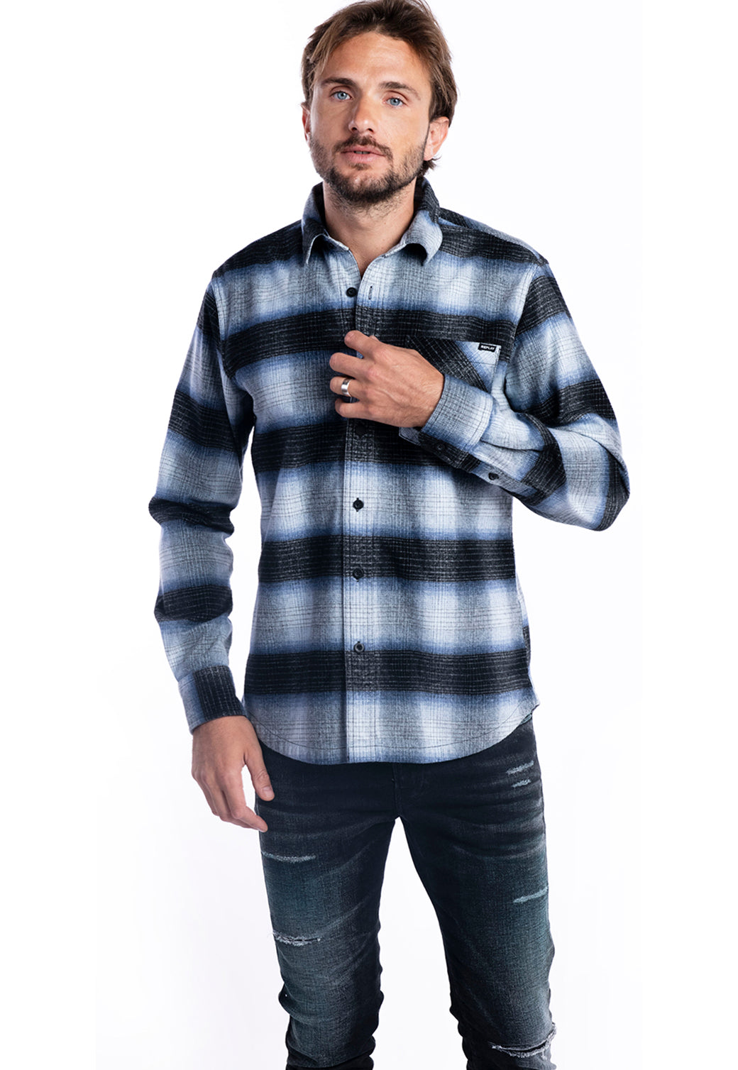 חולצה מכופתרת עם הדפס גברים