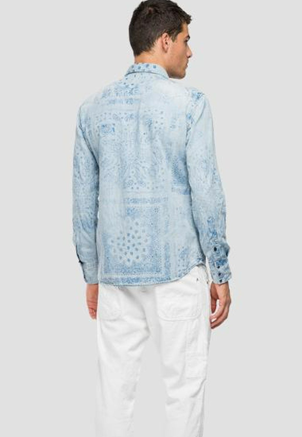 חולצה מכופרת ג'ינס | גברים BLUE / L