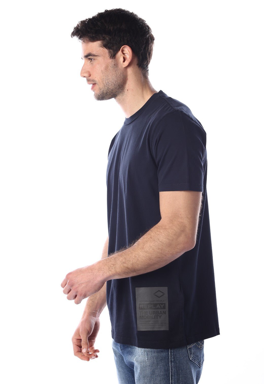 טי שירט קצרה עם לוגו | גברים BLUE / L