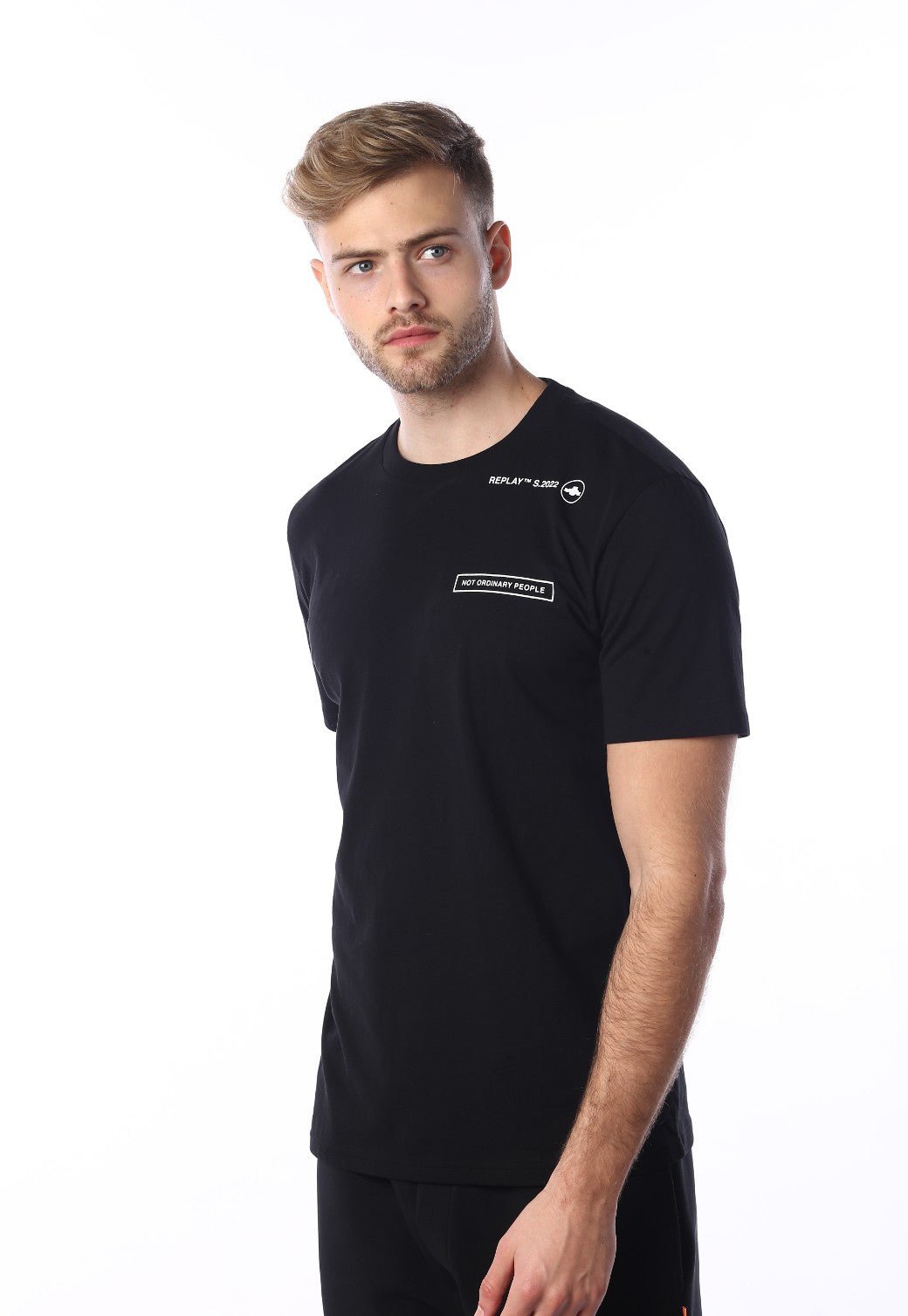 טי שירט קצרה מכותנה עם לוגו | גברים BLACK / L