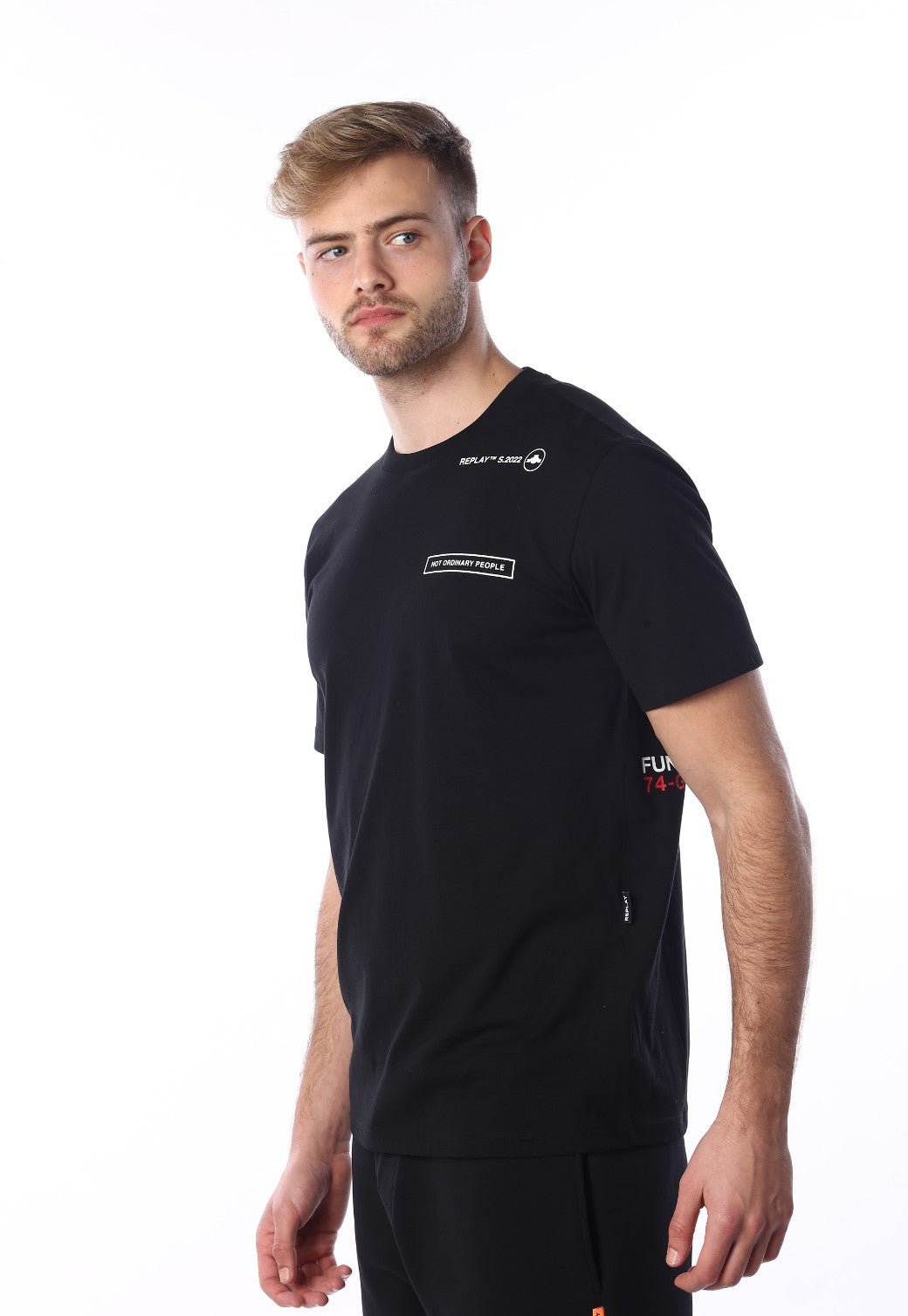 טי שירט קצרה מכותנה עם לוגו | גברים BLACK / L