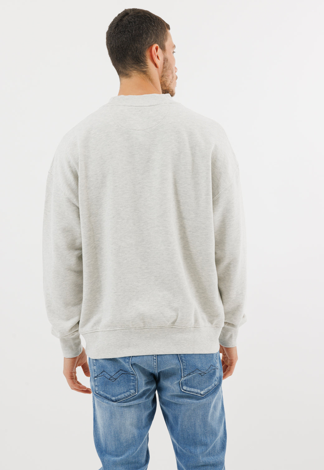 סווטשירט עם לוגו 9 ZERO1 לבן לגברים