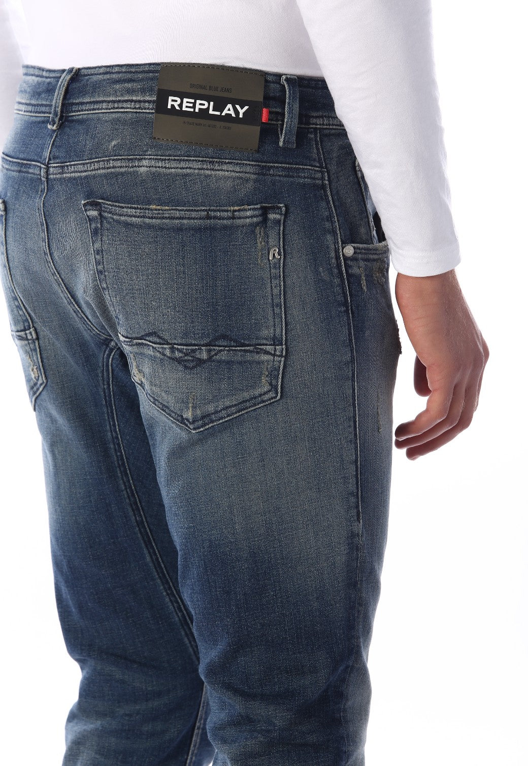 ג'ינס Kovic Antifit חגורת קשירה משופשף | גברים BLUE / 31