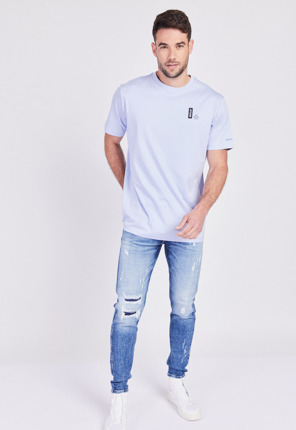 מכנסי ג'ינס Slim Fit BRONNY עם קרעים גברים