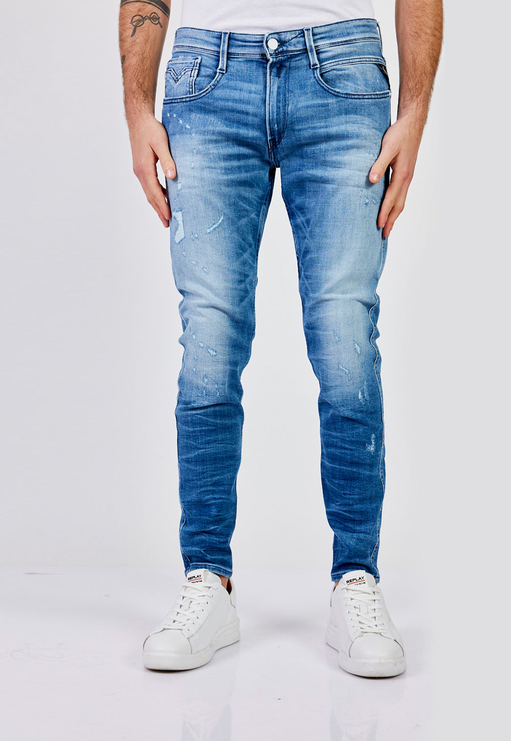 מכנסי ג'ינס Slim Fit BRONNY עם קרעים גברים