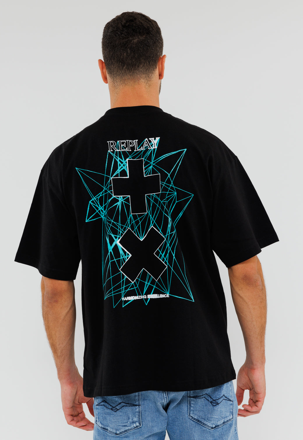 חולצת טי שירט צווארון עגול ודפוס גרפי של REPLAY X MARTIN GARRIX בחזית ובגב