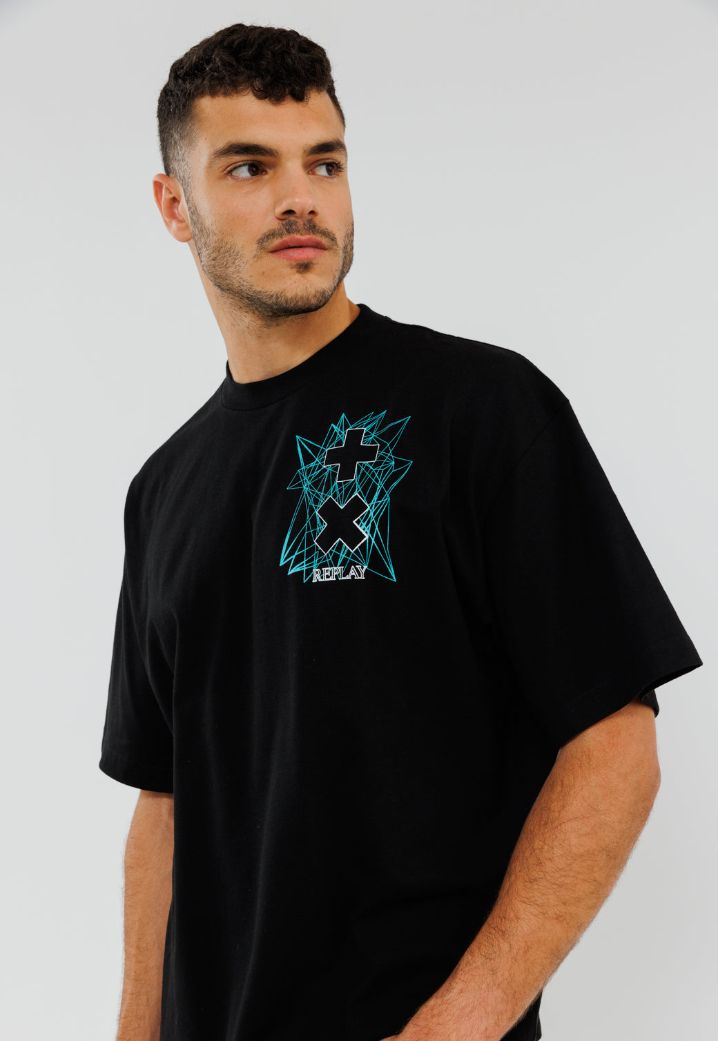 חולצת טי שירט צווארון עגול ודפוס גרפי של REPLAY X MARTIN GARRIX בחזית ובגב