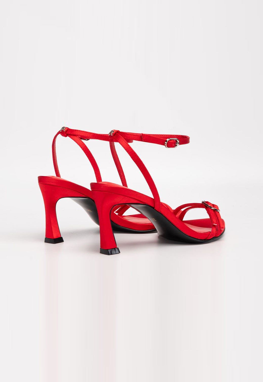 נעלי עקב סטרפי לנשים בצבע אדום עם רצועת קרסול