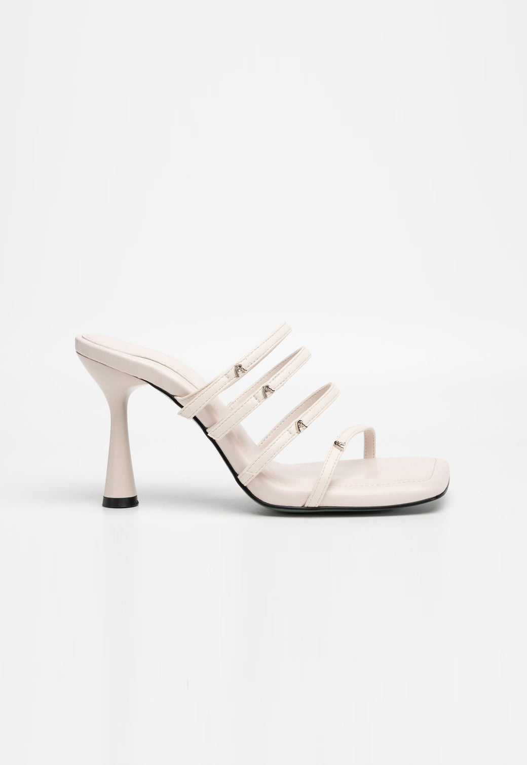 סנדל עקב לנשים בגוון שנהב CLERIE STRIPES