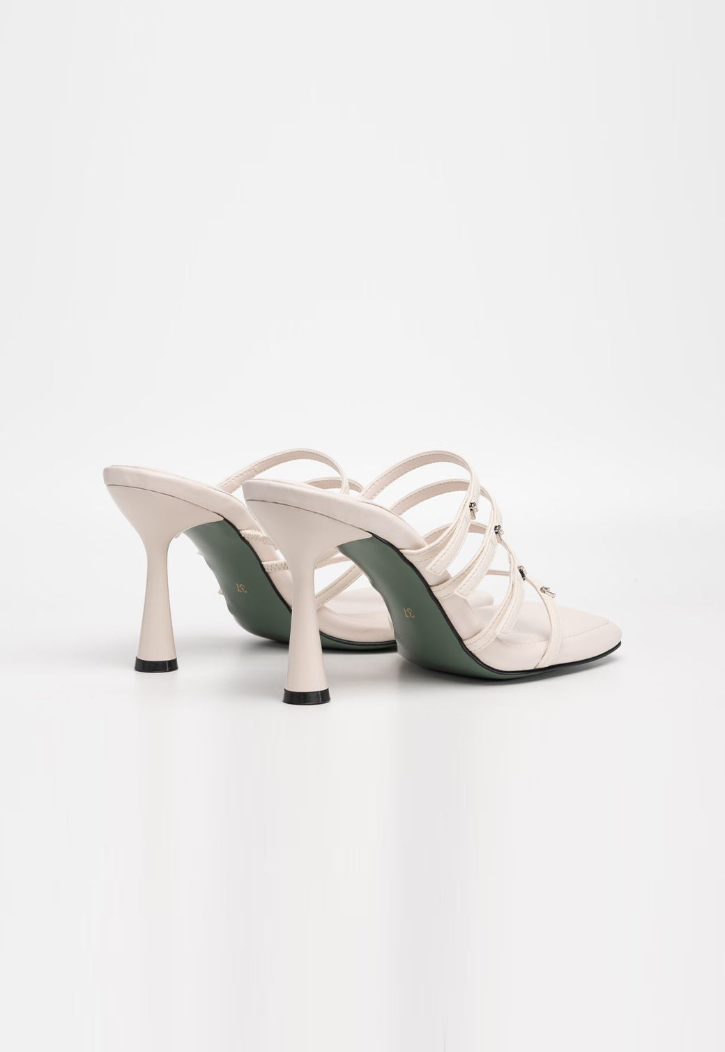 סנדל עקב לנשים בגוון שנהב CLERIE STRIPES