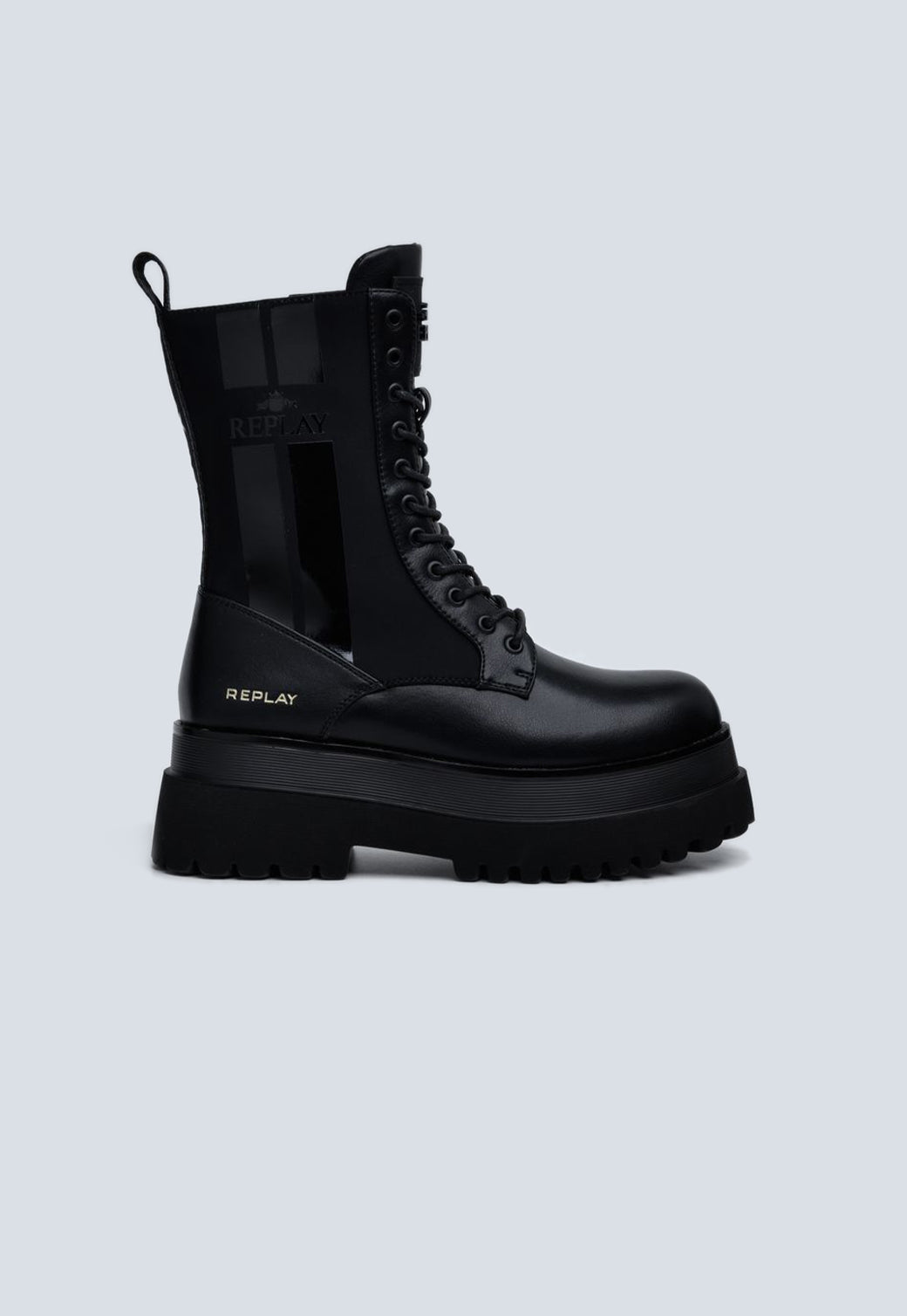 מגפיי קומבט פלטפורמה לנשים ANY OVER בצבע שחור