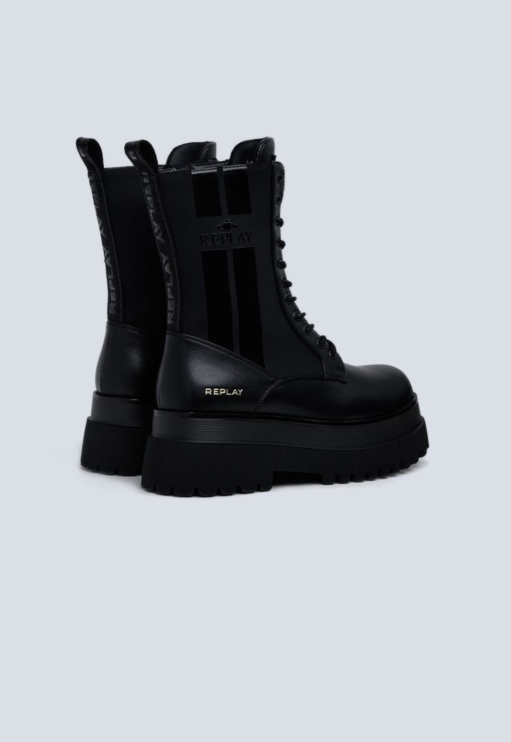 מגפיי קומבט פלטפורמה לנשים ANY OVER בצבע שחור