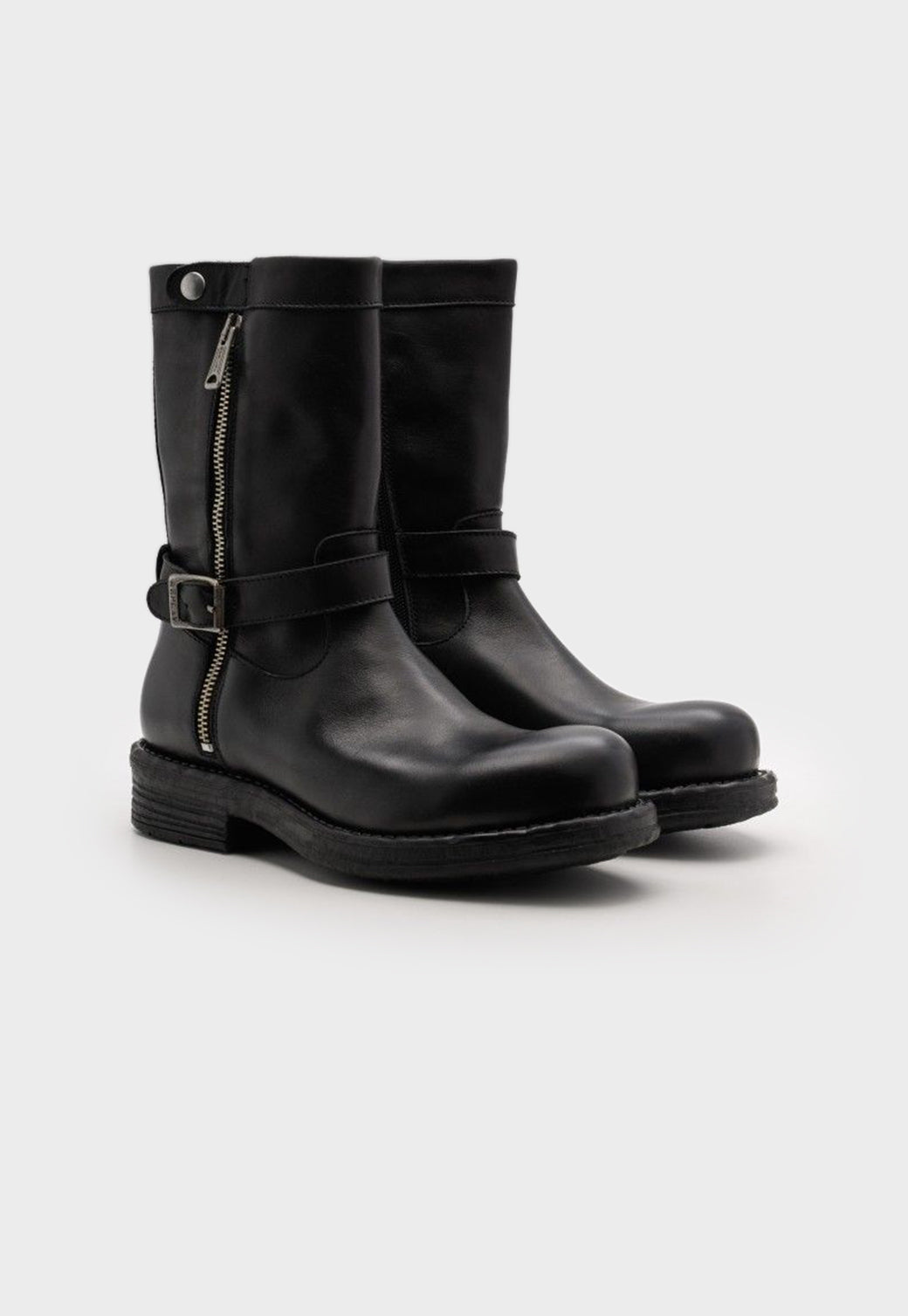 מגפי אופנוענים עם אבזם ורוכסן לנשים HORN ZIP בצבע שחור