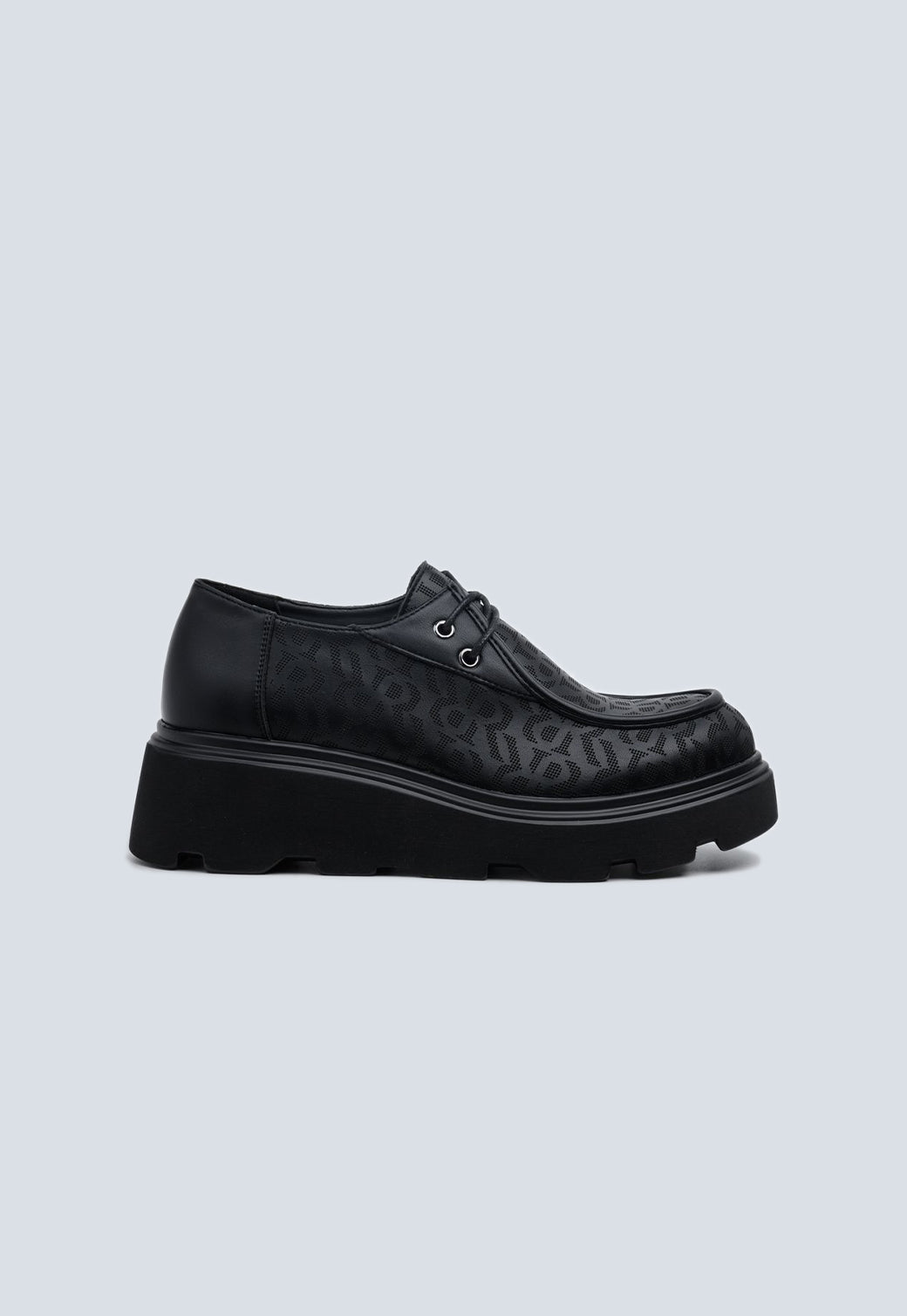 נעלי פלטפורמה לנשים בצבע שחור עם הדפס לוגו