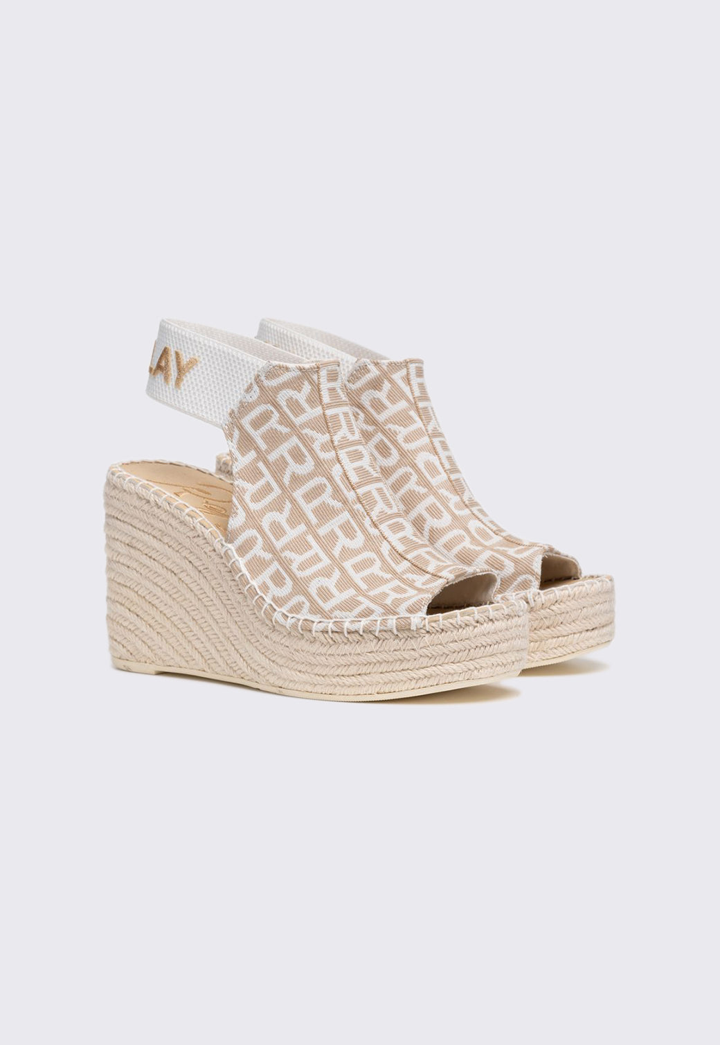 סנדלי פלטפורמה לנשים JESS בגוון בז' ולבן