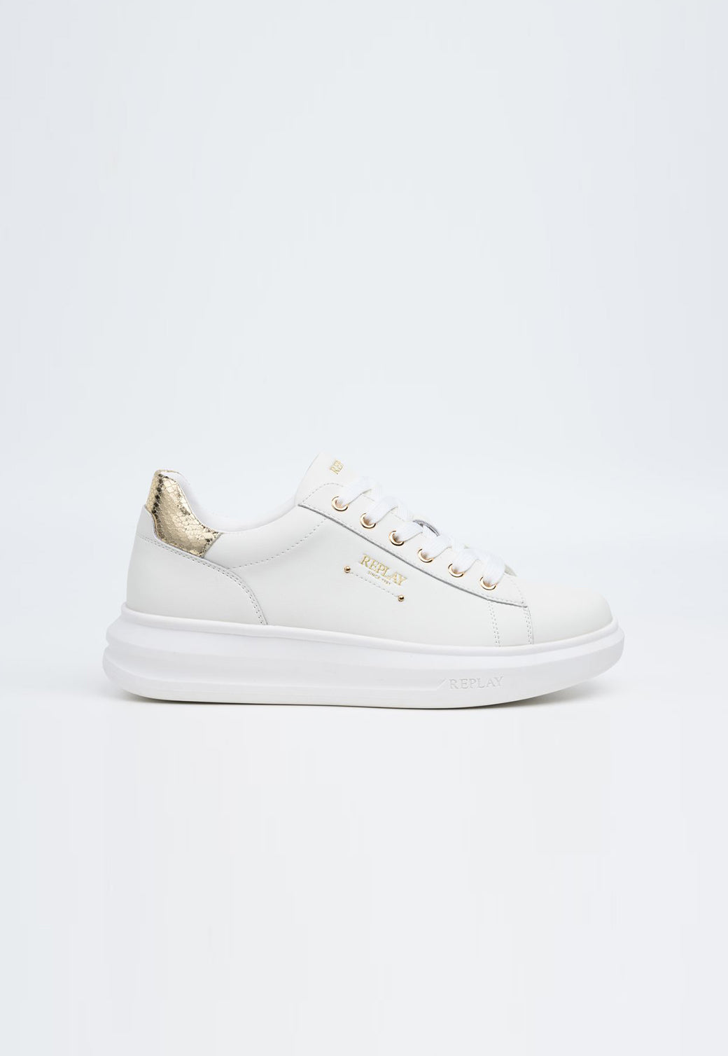 נעלי סניקרס לנשים בצבע לבן זהב