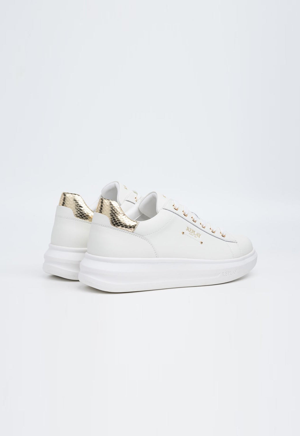 נעלי סניקרס לנשים בצבע לבן זהב