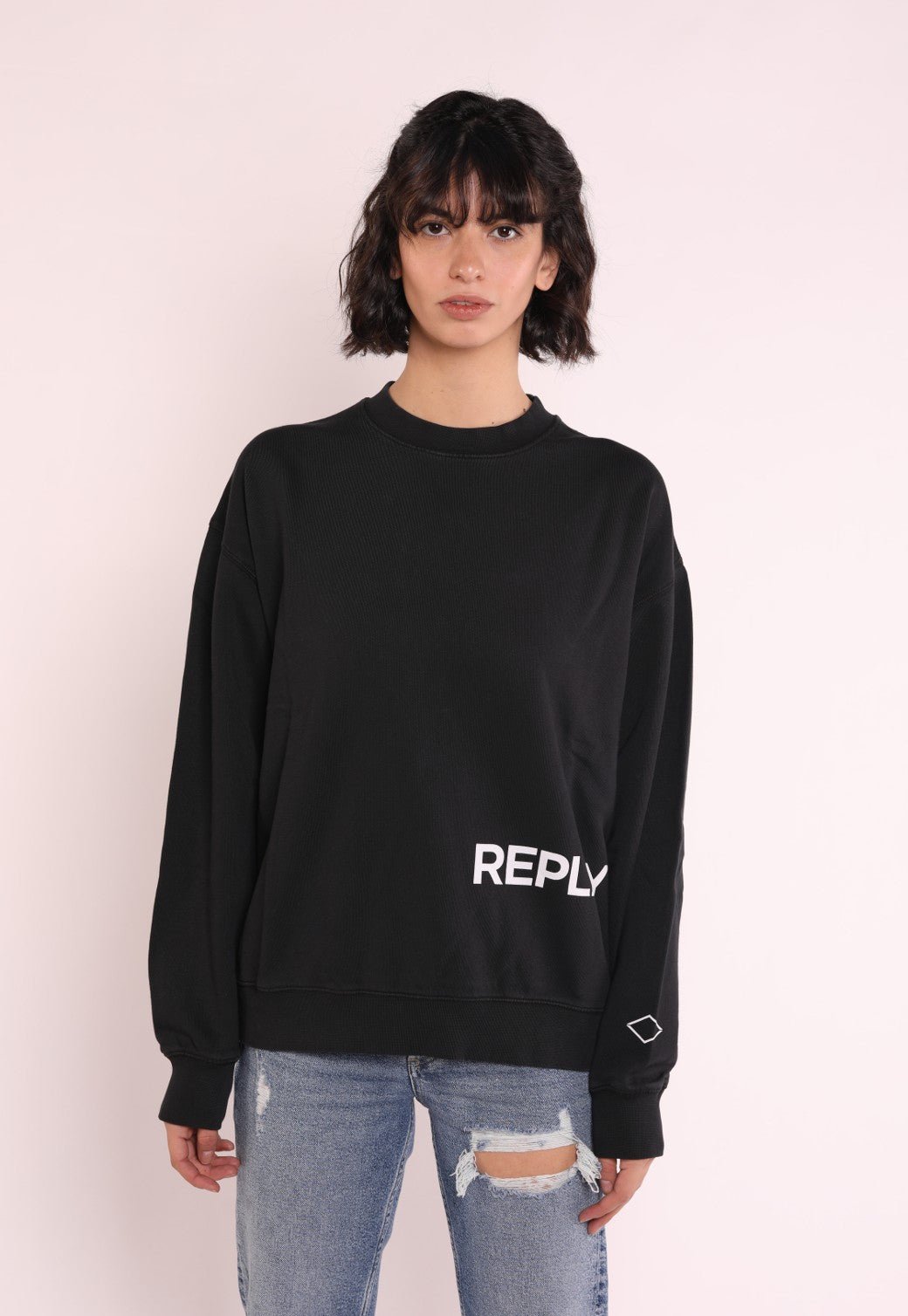 סווטשירט עם לוגו בצד | נשים BLACK / S