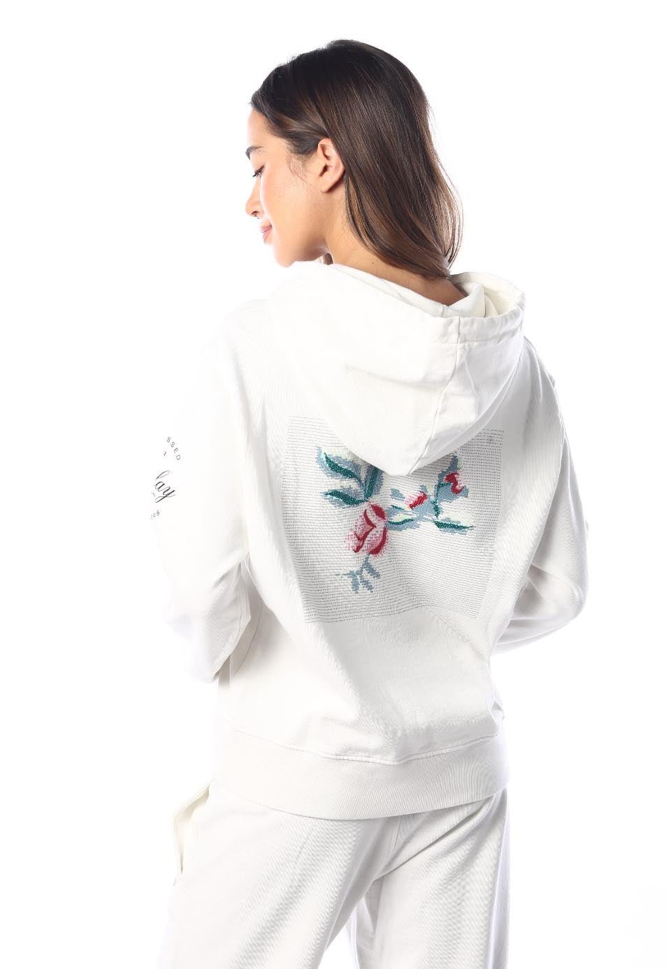 קפוצון הדפס תמונה בגב | נשים WHITE / S