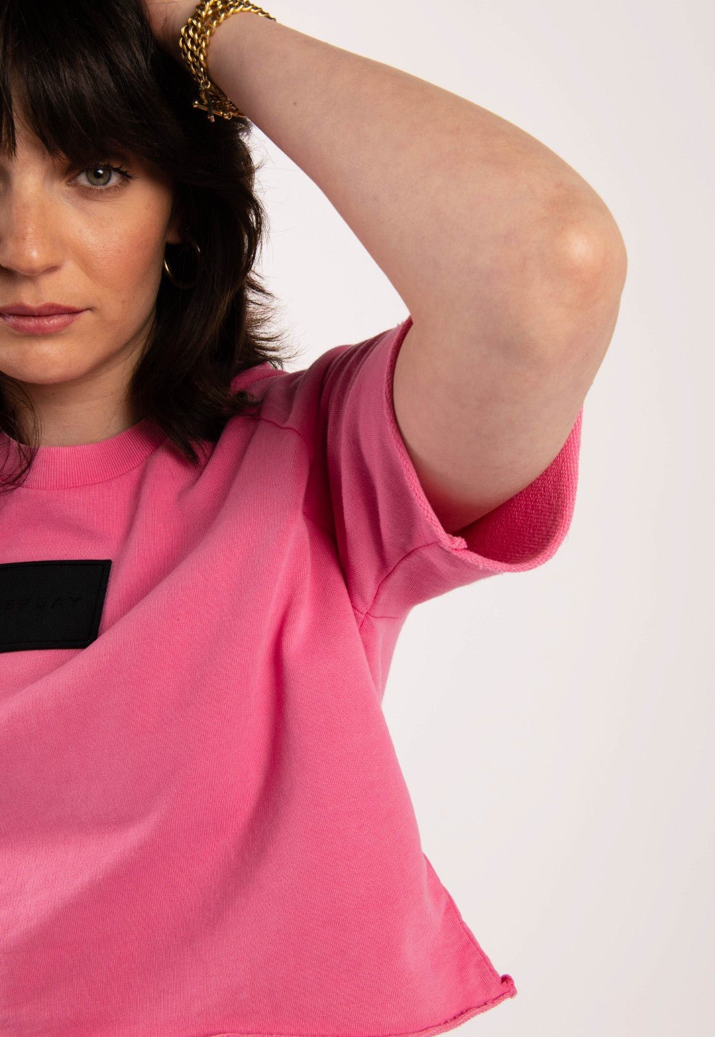 טי שירט קצרה עם לוגו | נשים PINK / S