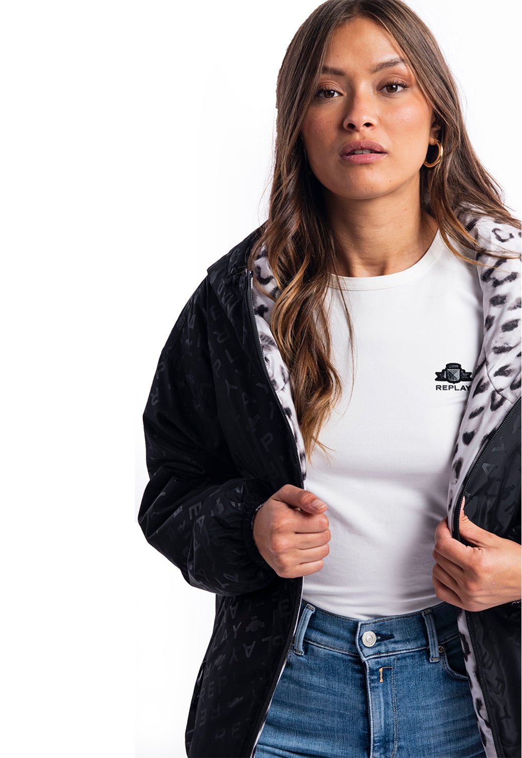 מעיל הדפס לוגו | נשים BLACK / S