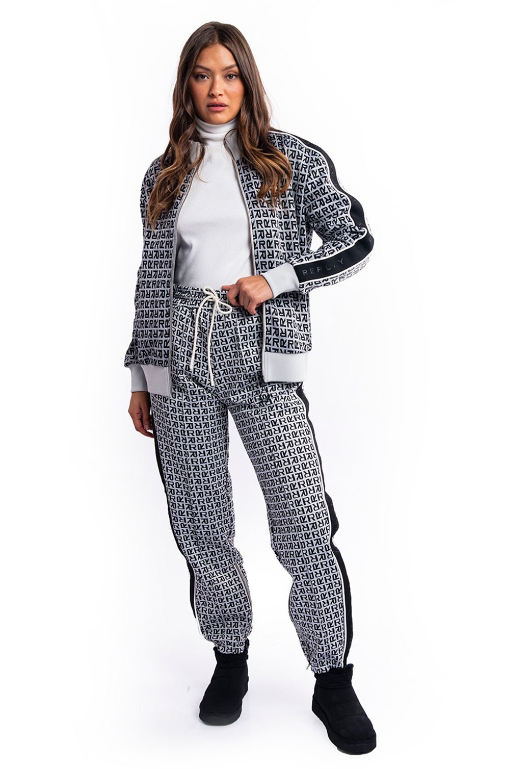 מכנסי טרנינג טוויד | נשים BLACK / S