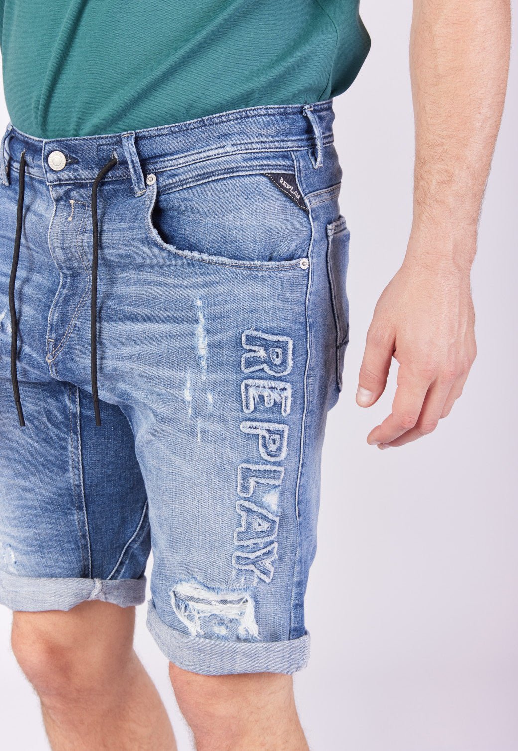 ג'ינס ברמודה עם שרוך במותן גברים - Replay