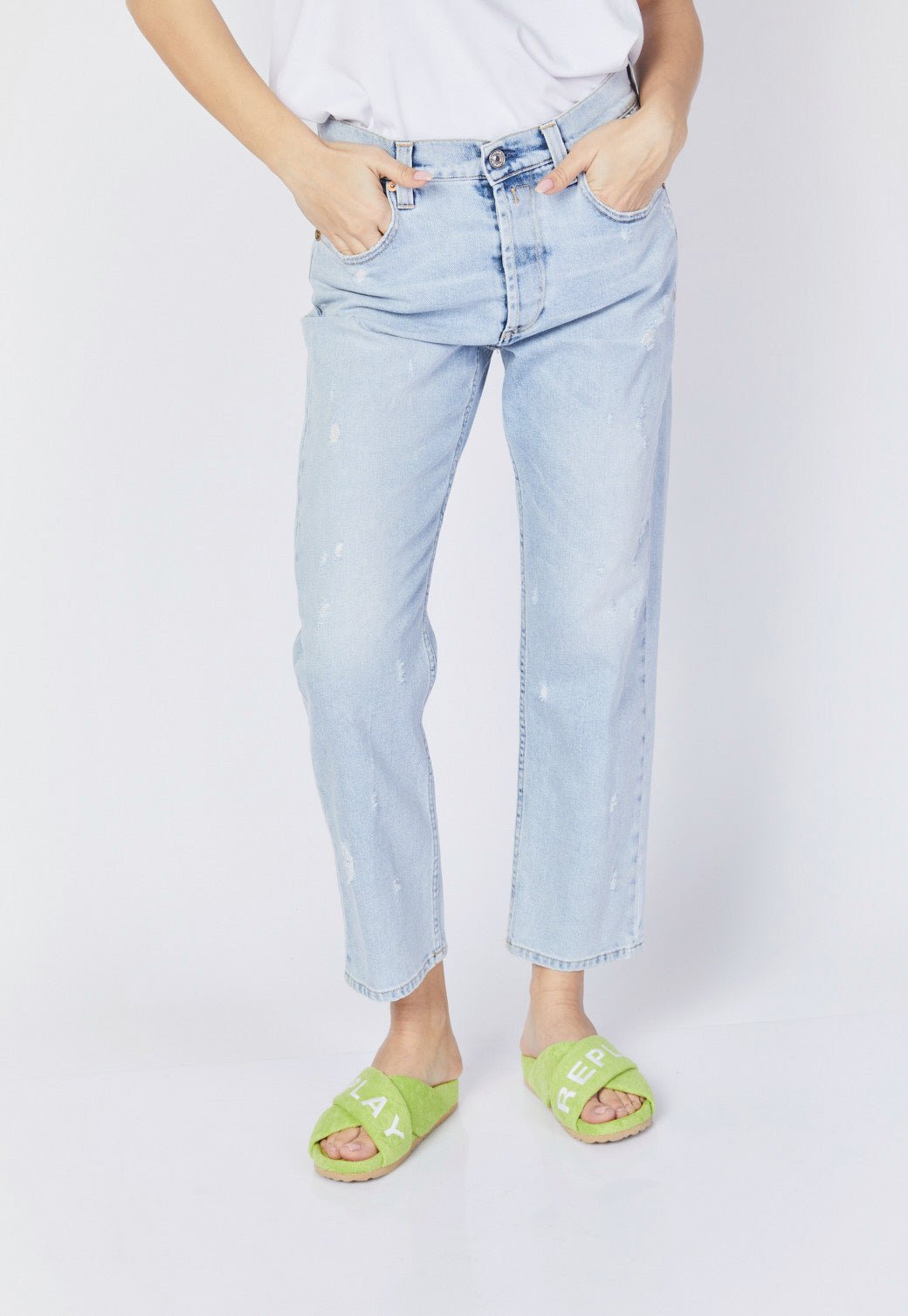 ג'ינס Mid Waist Straight Fit לנשים - Replay