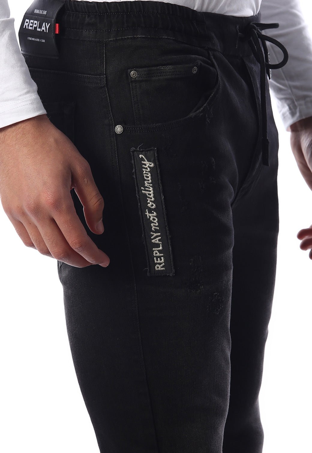 ג'ינס Milano Antifit Super Slim קרע בברך לגברים - Replay