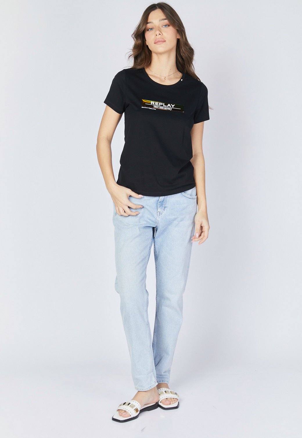 ג׳ינס נמוך בגזרה ישרה נשים - Replay