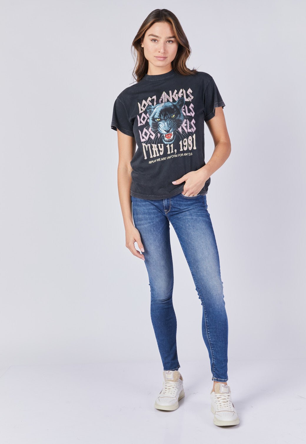 ג׳ינס סופר סקיני בגזרה נמוכה נשים נשים - Replay