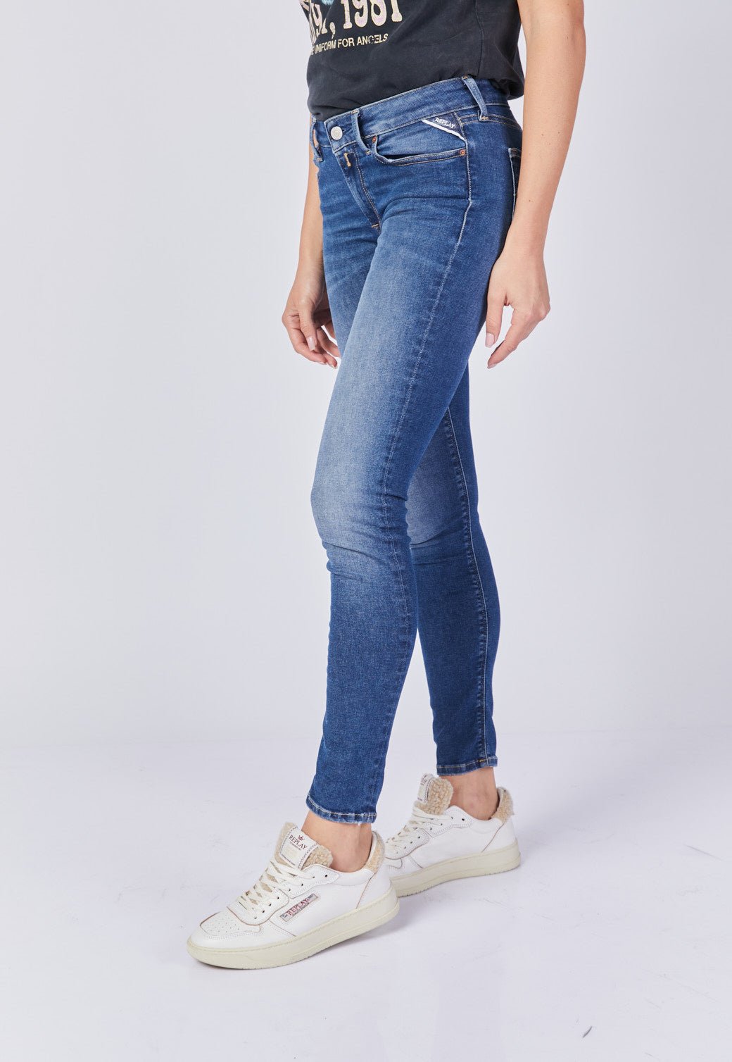 ג׳ינס סופר סקיני בגזרה נמוכה נשים נשים - Replay