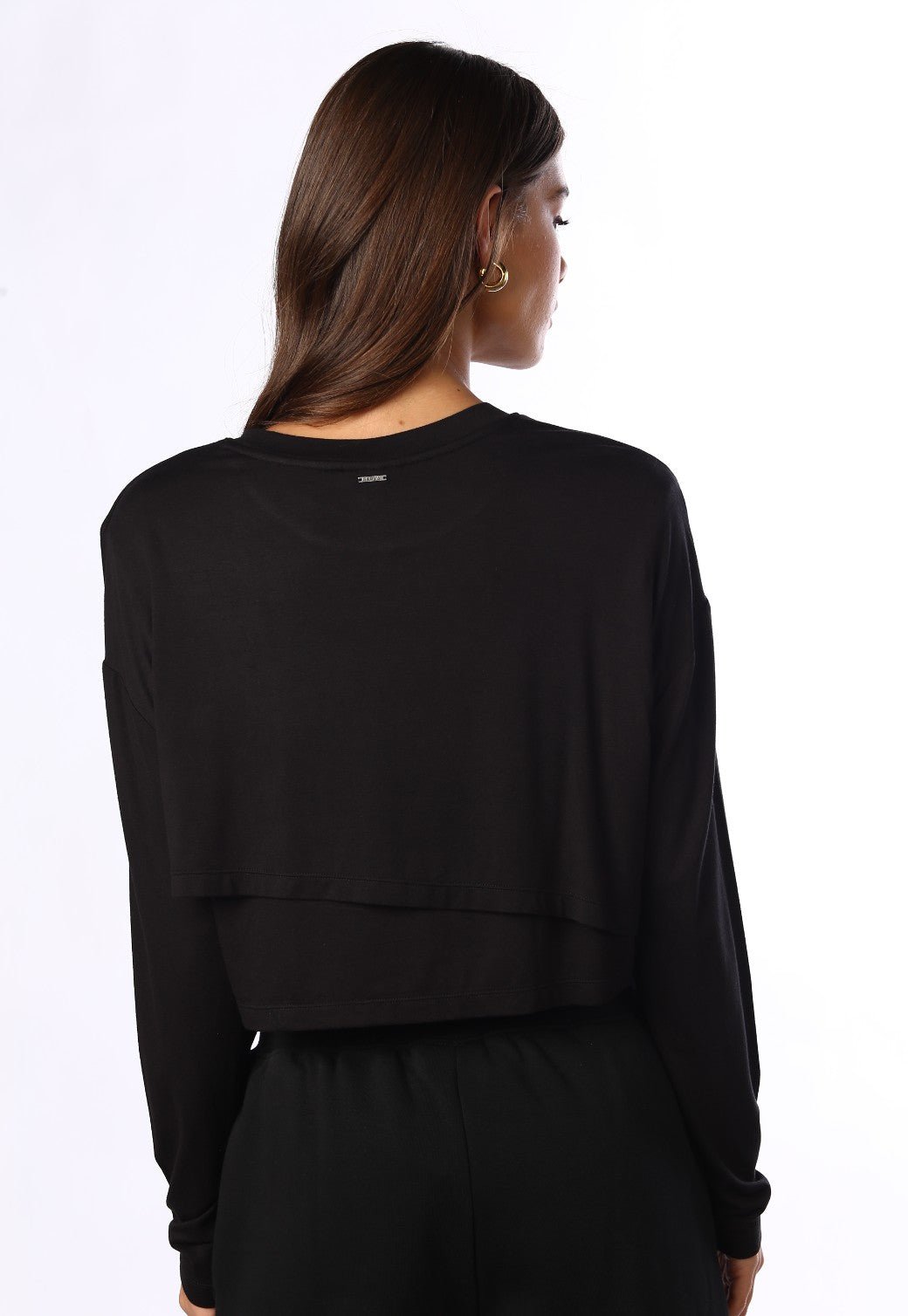 טי שירט ארוכה שתי שכבות לוגו גדול בחזה נשים - Replay