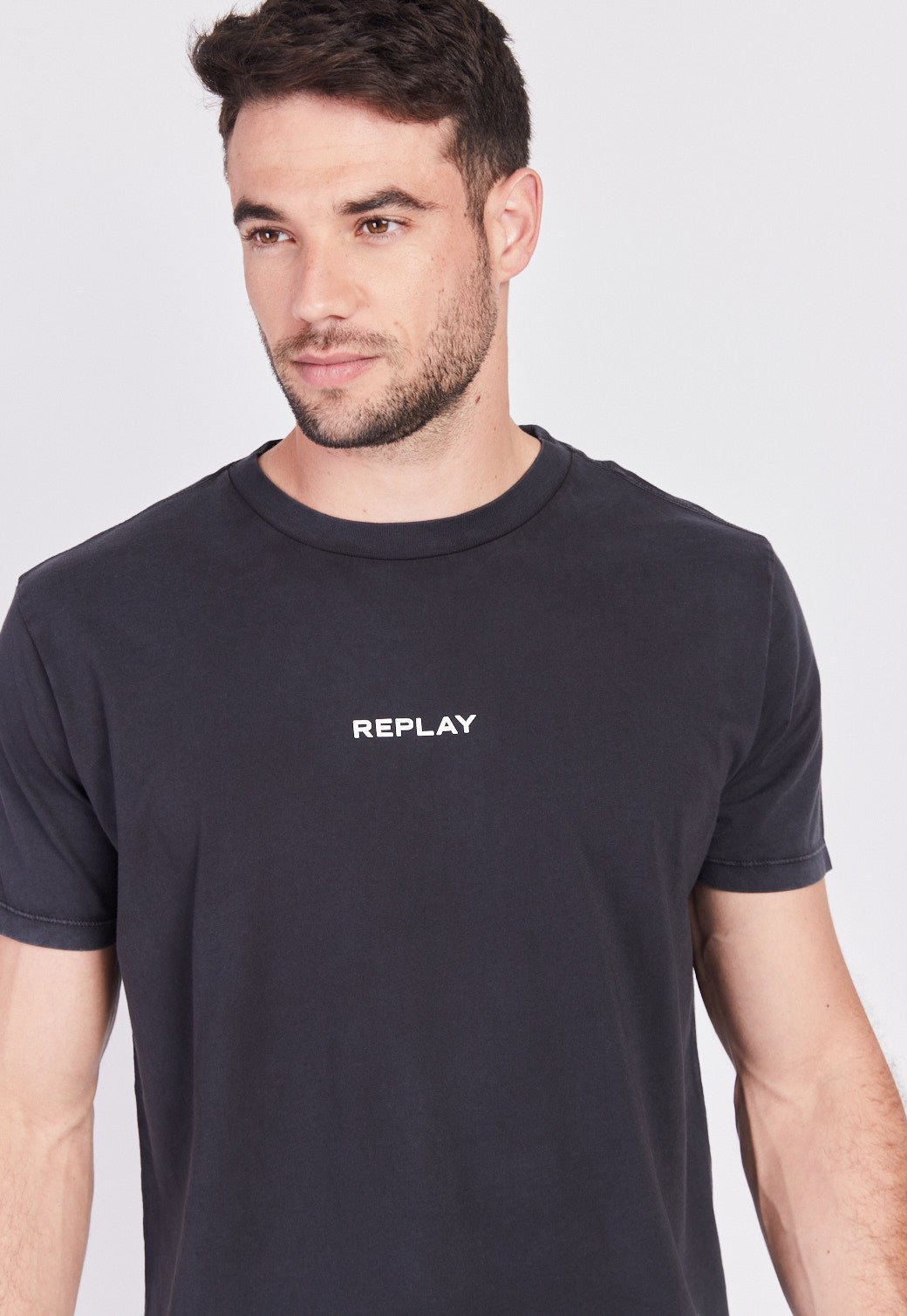 טי שירט קצרה במראה דהוי גברים - Replay