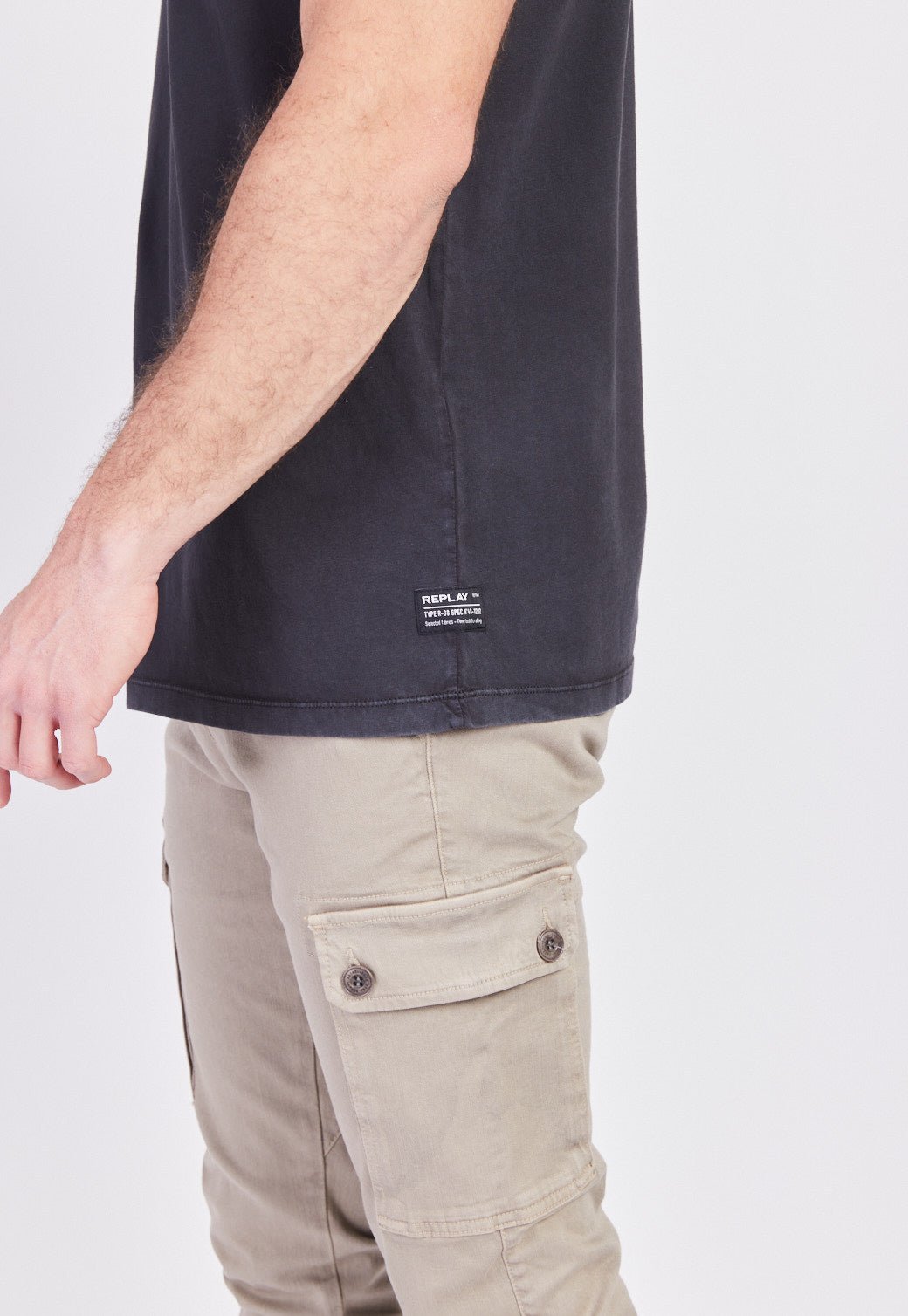 טי שירט קצרה במראה דהוי גברים - Replay