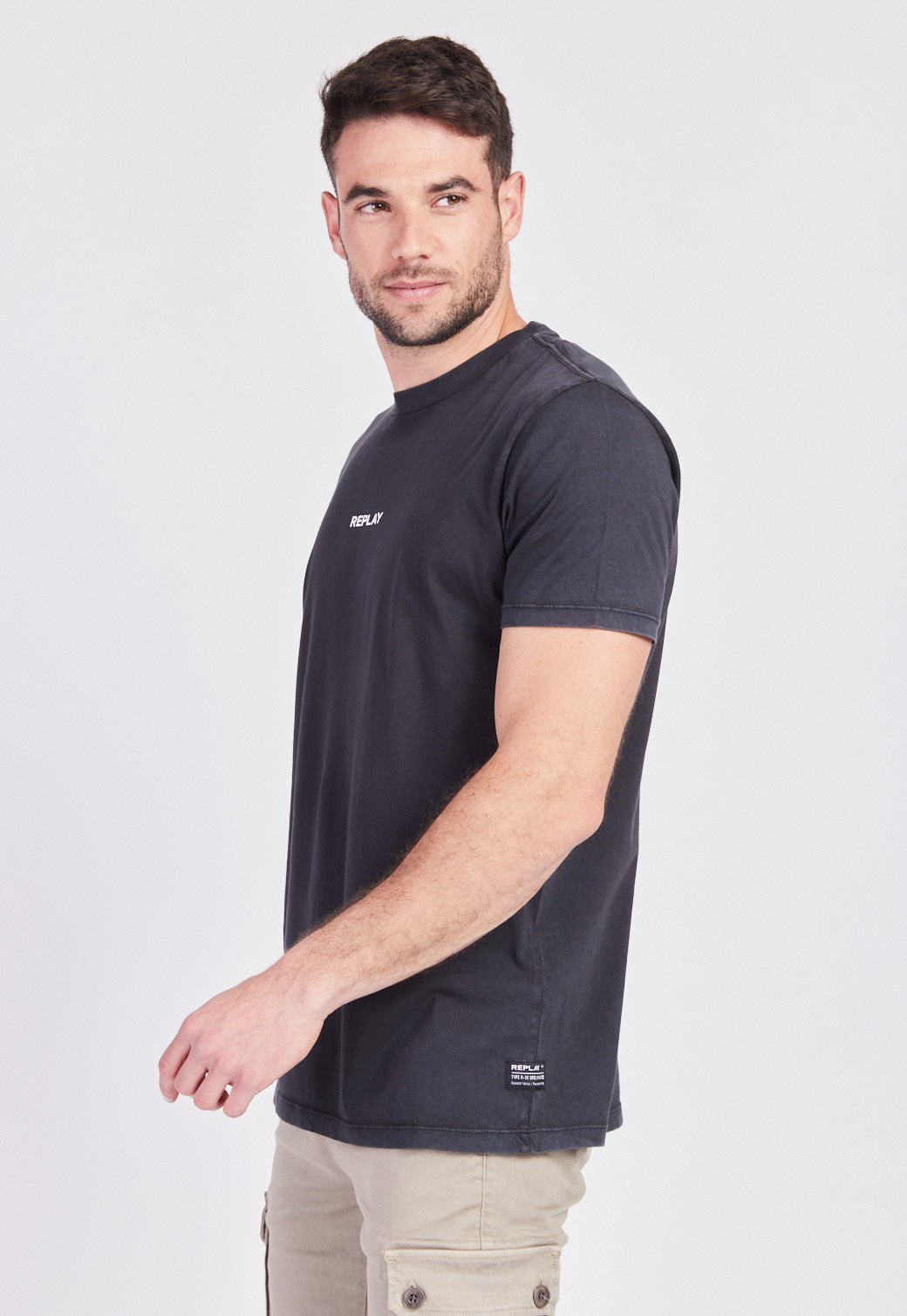 טי שירט קצרה במראה דהוי גברים - Replay