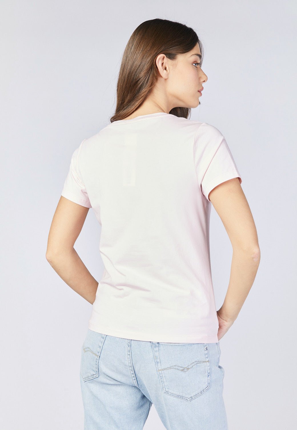 טי שירט קצרה עם הדפס לוגו כפול בחזית נשים - Replay