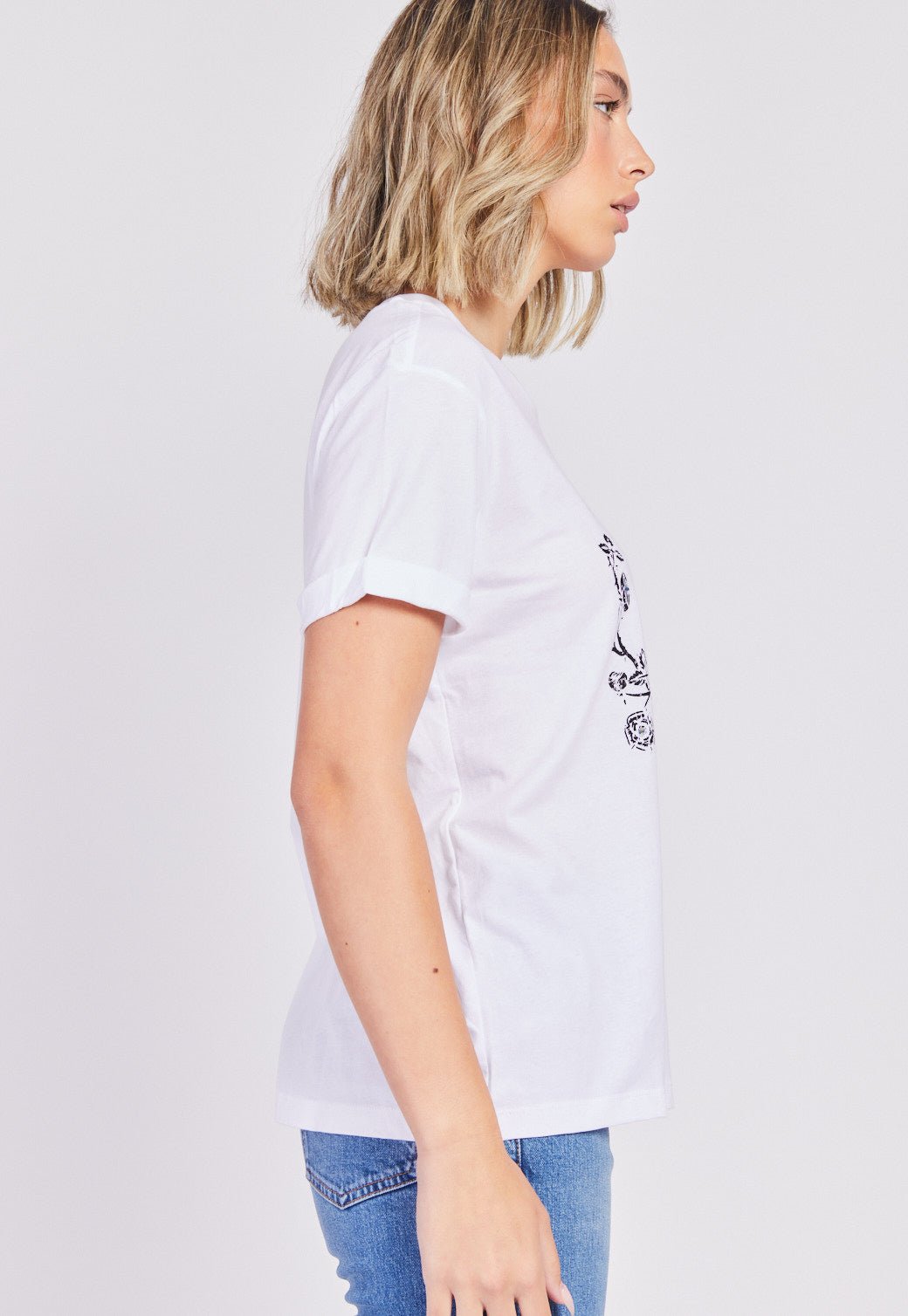 טי שירט קצרה עם הדפס לוגו נשים - Replay