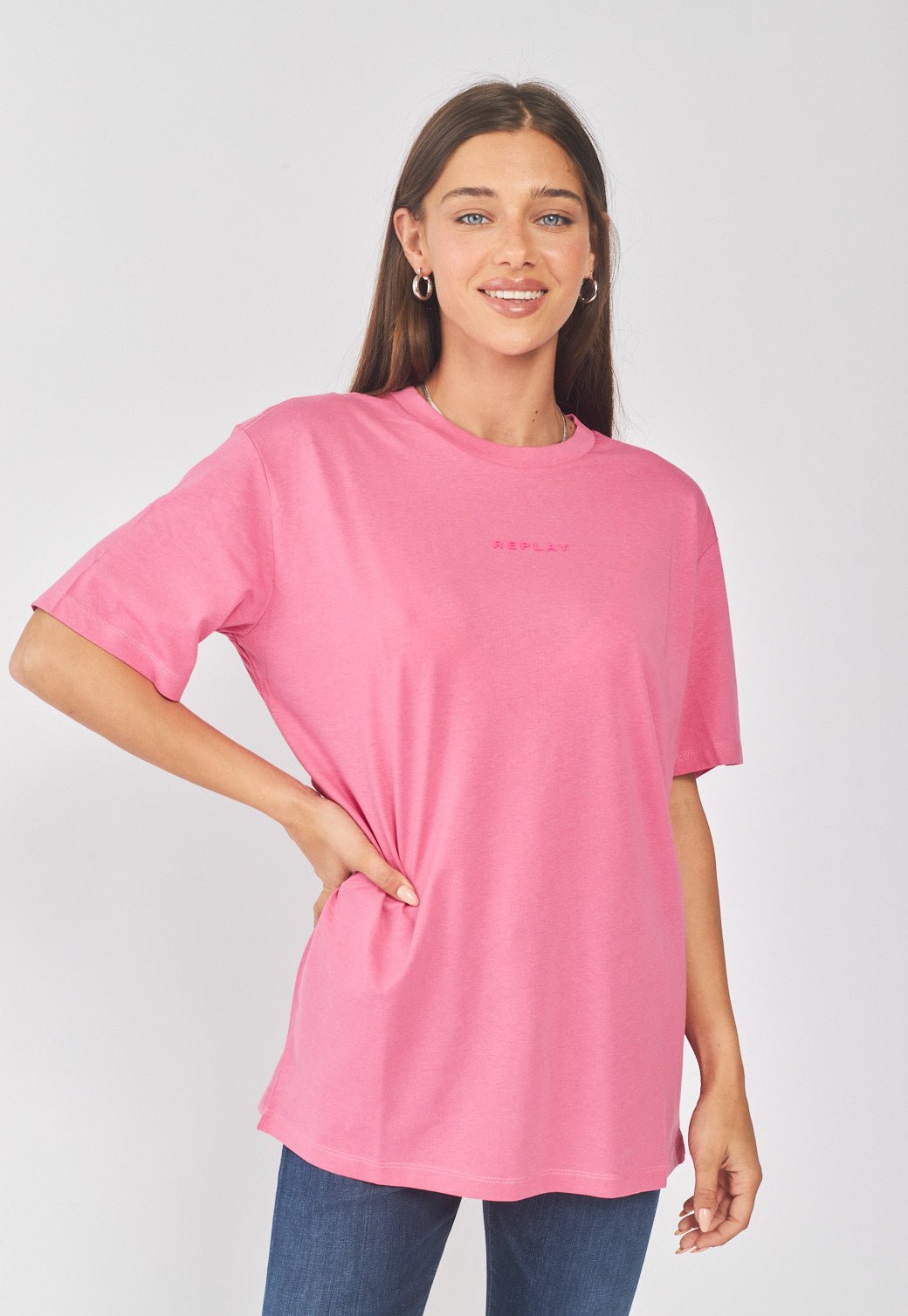 טי שירט קצרה עם הדפס נשים - Replay