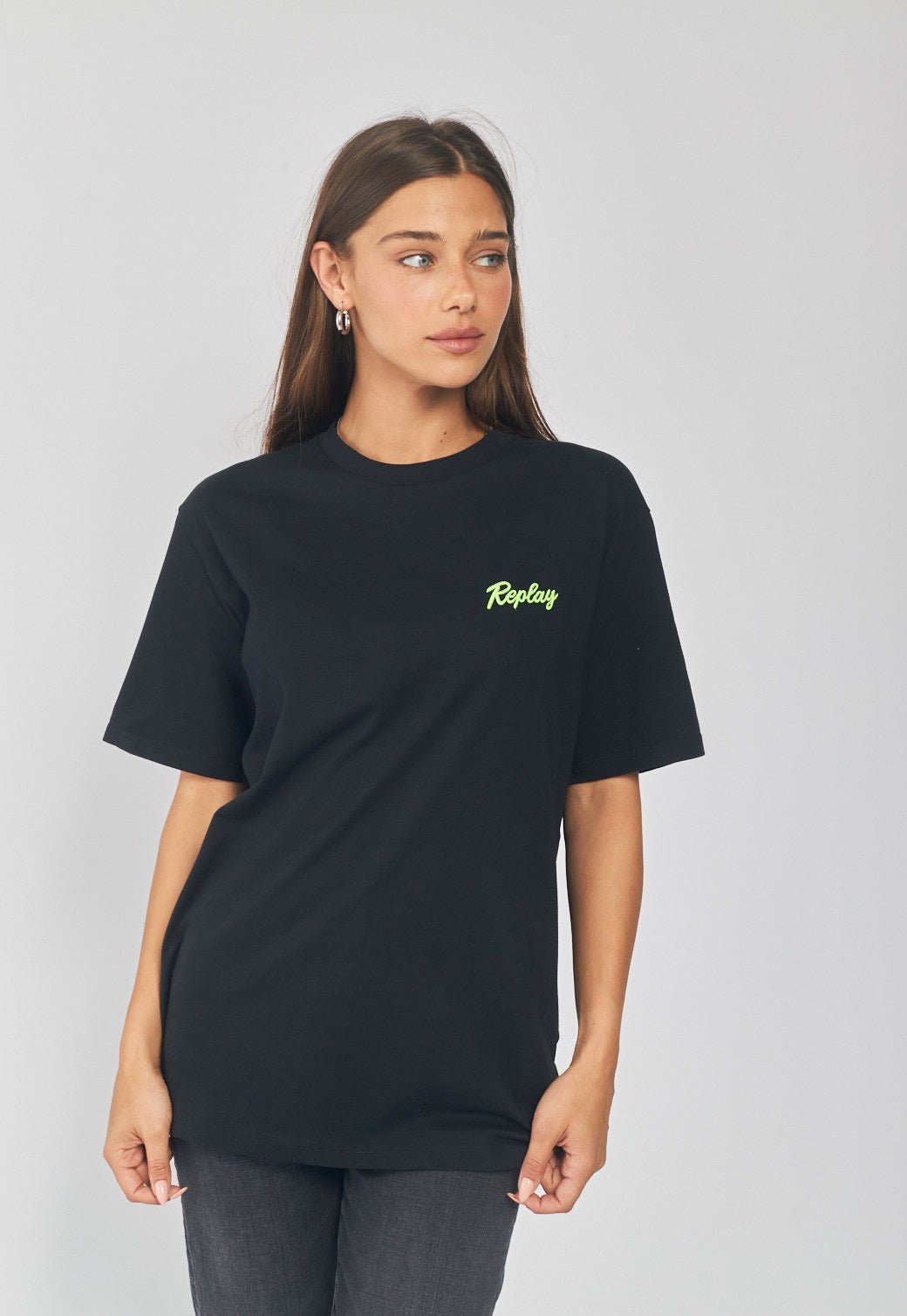 טי שירט קצרה עם הדפס נשים - Replay
