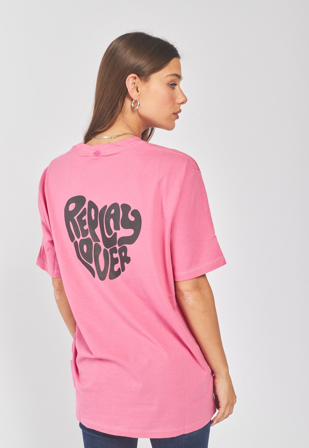 טי שירט קצרה עם הדפס נשים - Replay