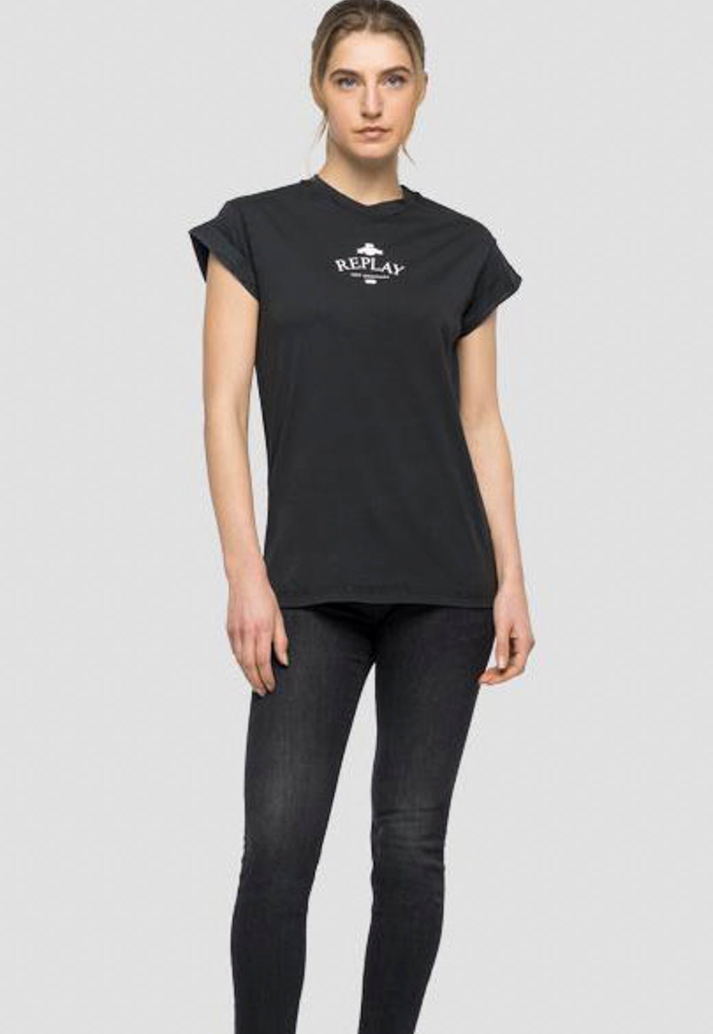 טי שירט קצרה עם לוגו נשים - Replay