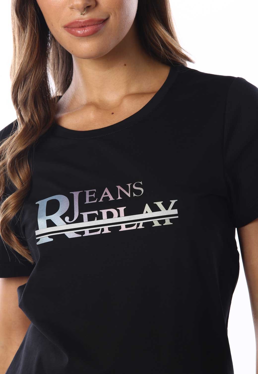 טי שירט קצרה עם לוגו נשים - Replay