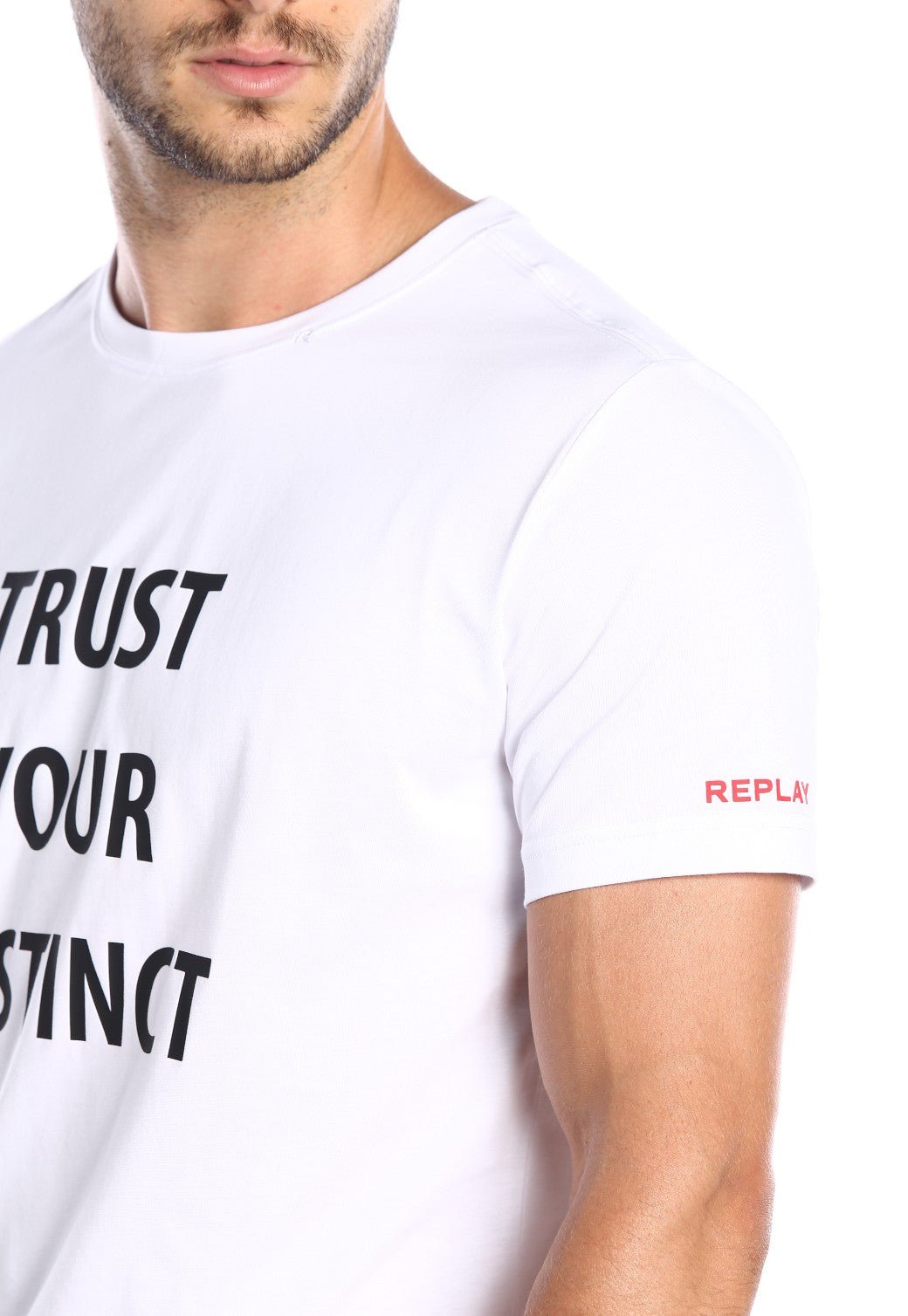 טי שירט קצרה TRUST YOUR INSTINCT גברים - Replay