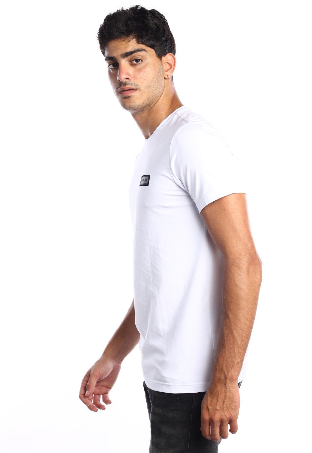 טי שירט לייקרה קצרה עם פלטת לוגו קטן גברים - Replay