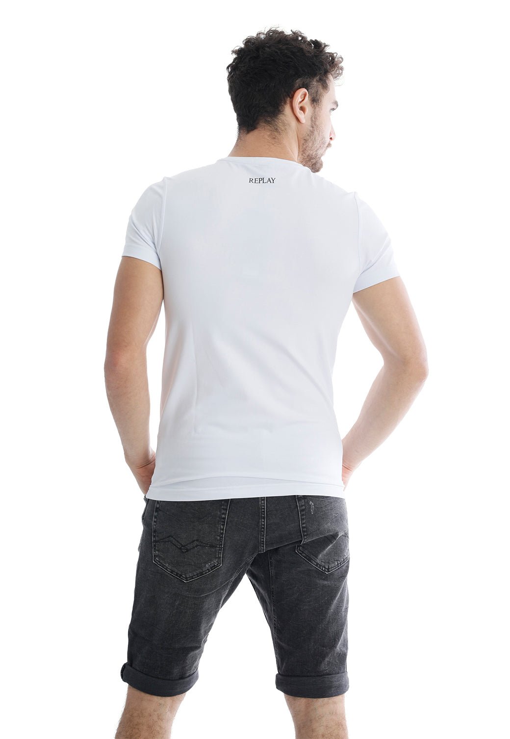 טי שירט לייקרה קצרה עם הדפס חתול גברים - Replay