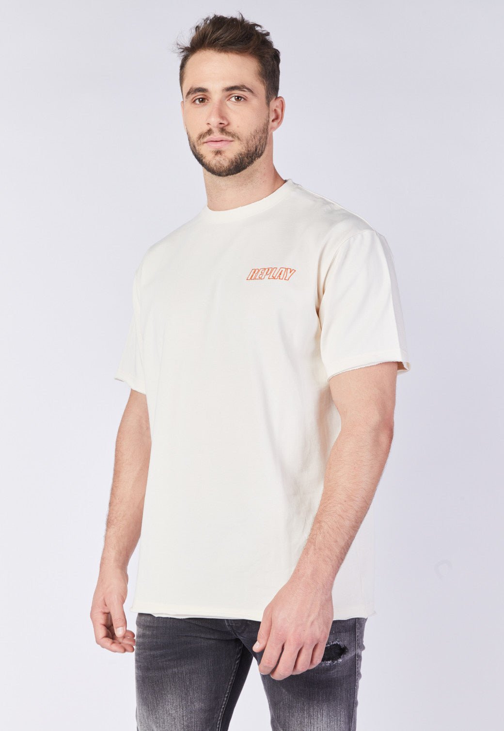 טי שירט רחבה עם לוגו גברים - Replay