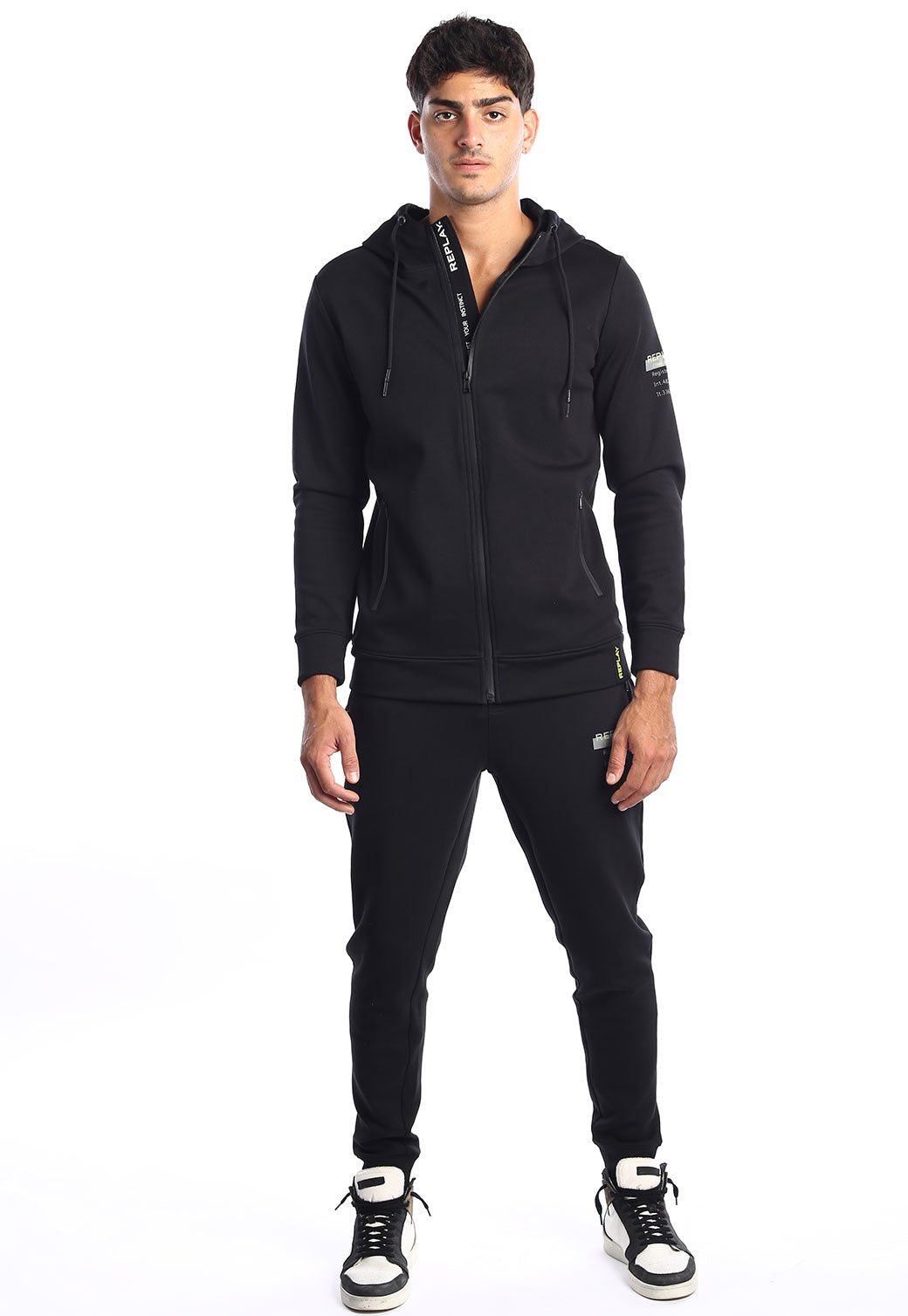 קפוצ'ון רוכסן בטנת וולור פנימית ארוך לוגו צד שמאל גברים - Replay