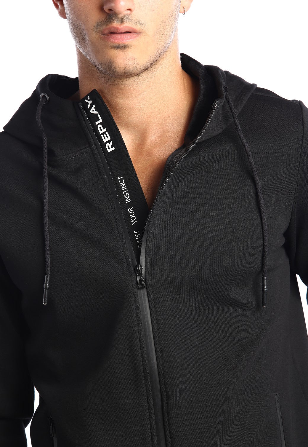 קפוצ'ון רוכסן בטנת וולור פנימית ארוך לוגו צד שמאל גברים - Replay