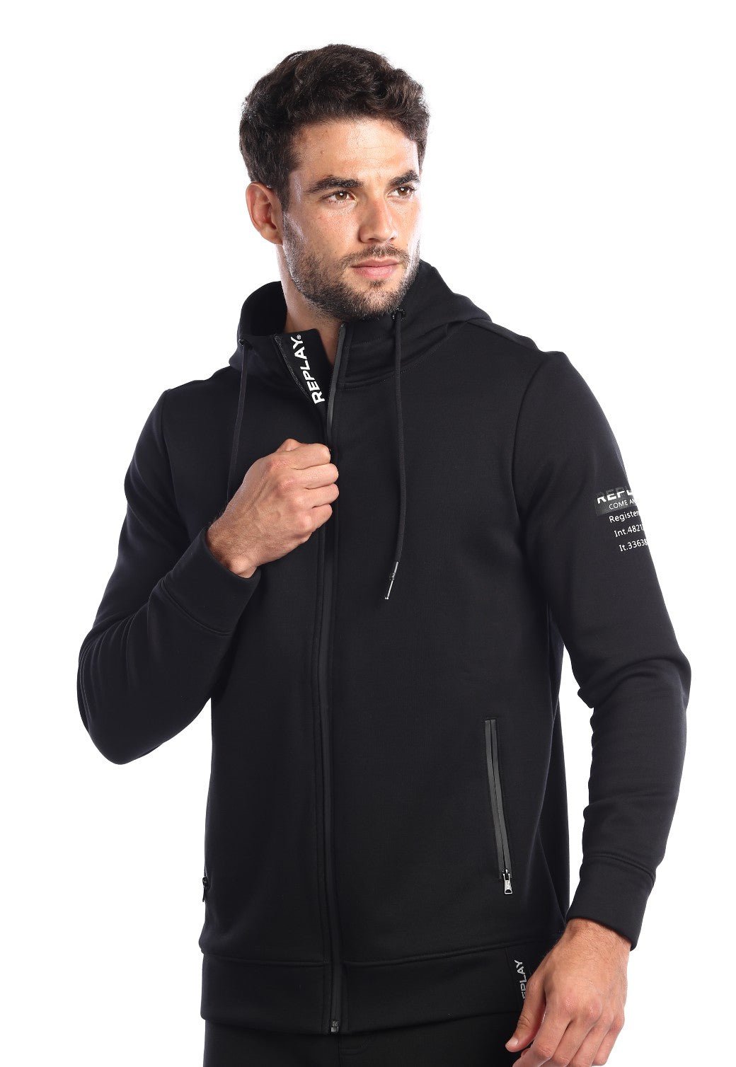 קפוצ'ון רוכסן בטנת וולור פנימית ארוך לוגו צד שמאל גברים - Replay